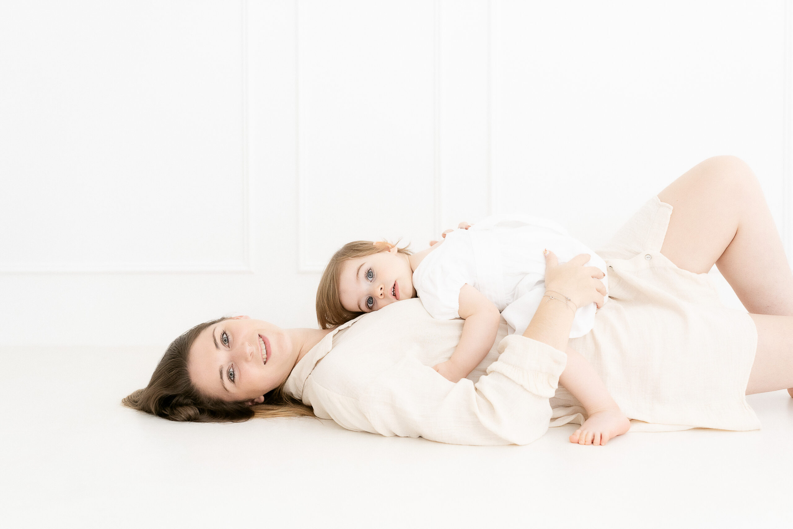 Photo de studio avec bébé et sa maman