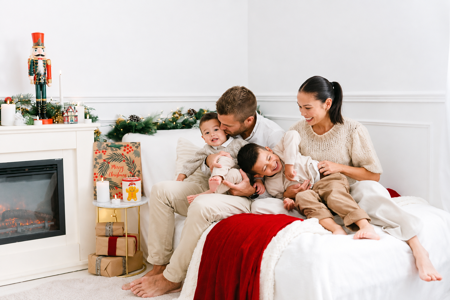 Portrait familial de Noël chaleureux